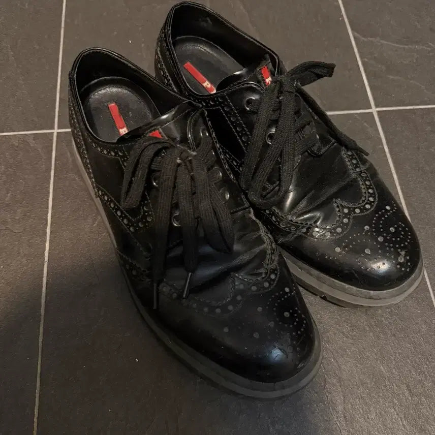 [BUNJANG] Prada Sport Wingtip Brogue Leather Sneakers / PRADA SPORT 윙팁 브로그 레더 스니커즈