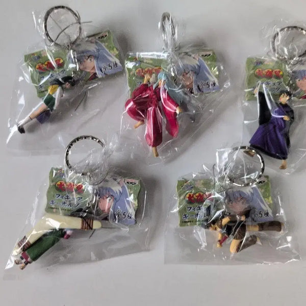 [BUNJANG] Inuyasha Anime Character Figure Strap Keyring Set - 5 Types / 고잔 만화 캐릭터 인형 야니 피규어 스트랩 키링 이누야샤 피규어 키홀더 5종 세트