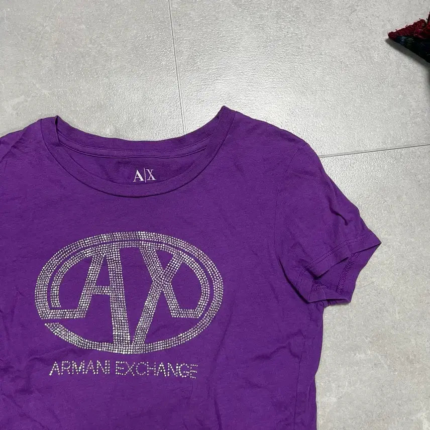 [BUNJANG] Armani Exchange Y2K Beaded Cubic Short Sleeve T-Shirt / [S] 아르마니 익스체인지 Y2K 비즈큐빅 반팔티