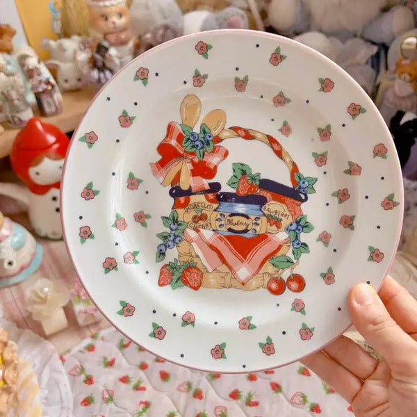 [BUNJANG] Vintage Strawberry Jam Pattern Plate / 빈티지 딸기잼 패턴 접시