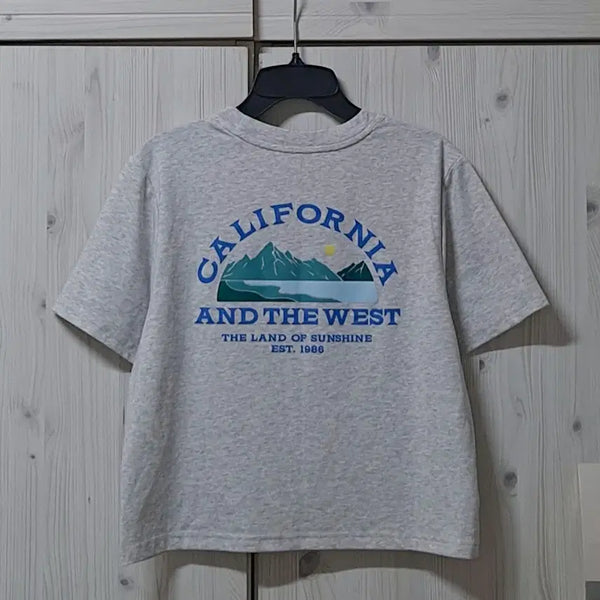 [BUNJANG] TOPTEN Graphic Semi-Crop T-Shirt Grey Size 55 / (새옷) 탑텐 그래픽 반팔 티셔츠 55사이즈 세미크롭 그레이