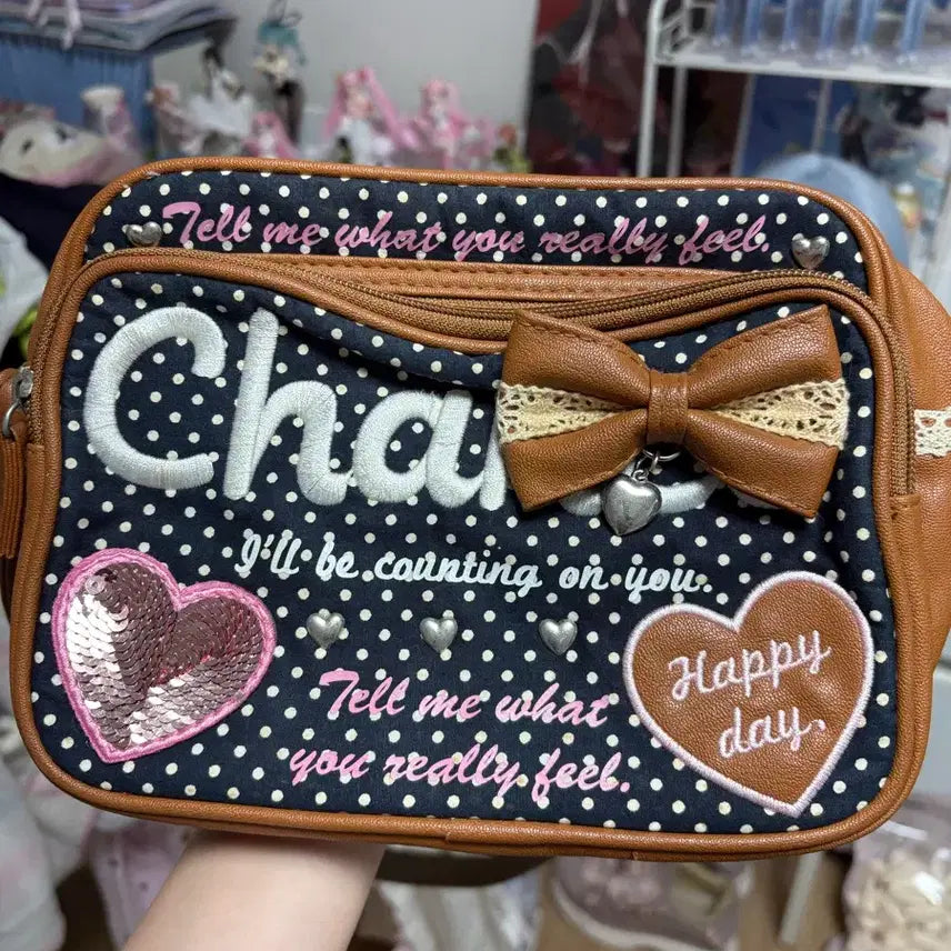 [BUNJANG] Latte Gyaru Dot Handbag / Charm깔 라떼갸루 백 가방 히메갸루 도트 핀터레스트