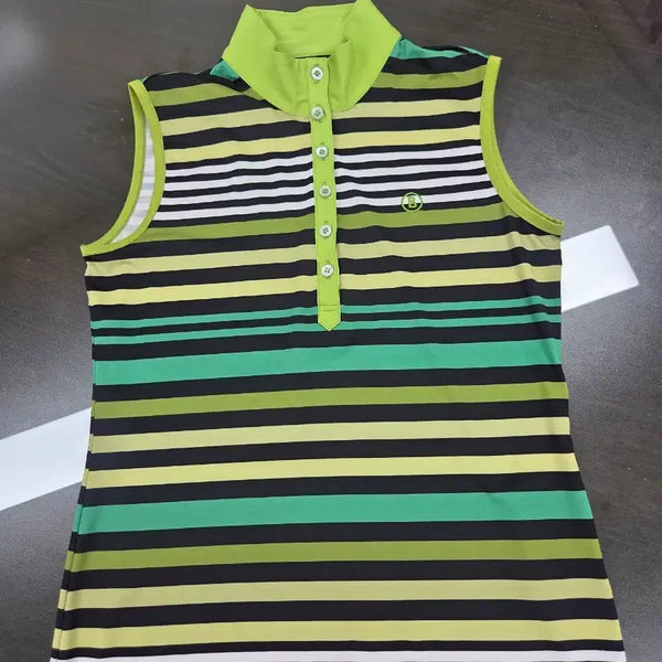 [BUNJANG] Bogner Women's Striped Sleeveless Polo Shirt / 보그너 여성 스트라이프 민소매 폴로티 90