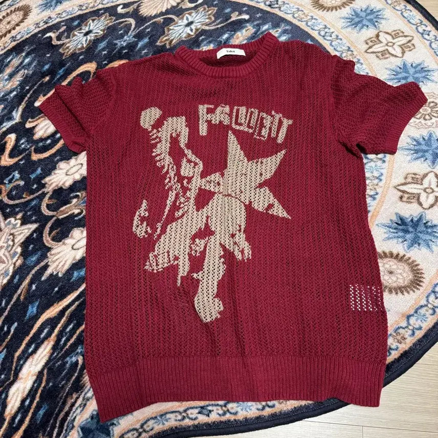 [BUNJANG] Fallett Short Sleeve Knit Red / fallett 반팔 니트 레드색상