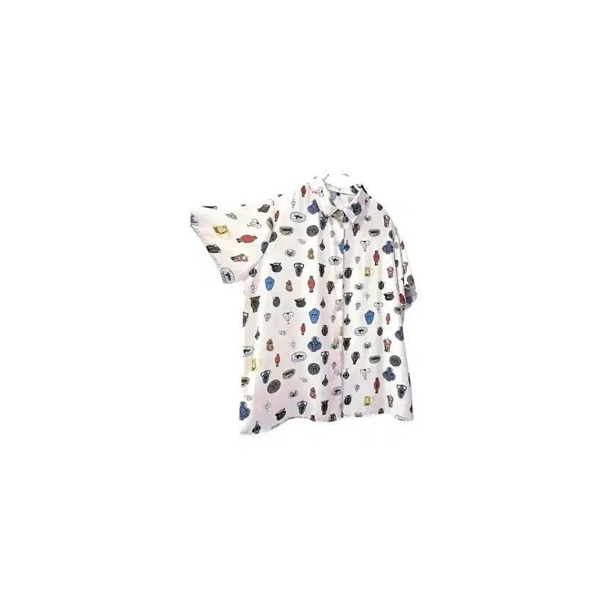 [BUNJANG] United Colors of Benetton Graphic Illustration Pattern Pullover Shirt / 베네통  그래픽  일러스트 패턴 풀오버 셔츠