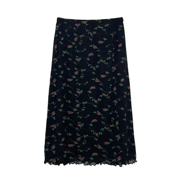 [BUNJANG] Vintage Oriental Gothic Rose Midi Skirt / 빈티지 동양풍 고딕 오리엔탈 장미 미디스커트