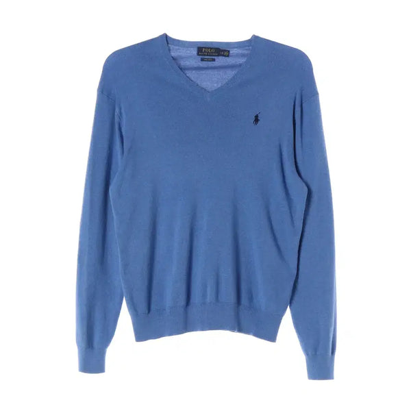 [BUNJANG] Polo Ralph Lauren Pima Cotton Slim Fit V-Neck Knit Sweater Blue / 폴로 랄프 로렌 피마 코튼 슬림핏 브이넥 니트 스웨터 블루