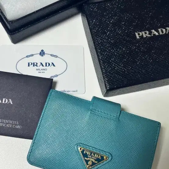 [BUNJANG] Prada Saffiano Accordion Card Holder Mint / 정품 프라다 민트 아코디언 카드 지갑