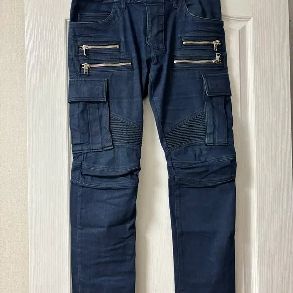 [BUNJANG] Balmain Double Zipper Cargo Biker Jeans - Size 32 / 발망 BALMAIN 더블지퍼 카고 바이커진 32사이즈 정품