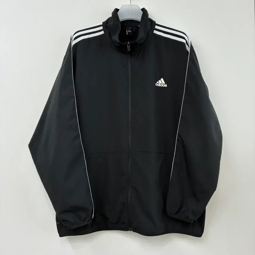 [BUNJANG] Adidas Three-Stripes Windbreaker Jacket / 아디다스 블랙 화이트 삼선 바람막이 자켓