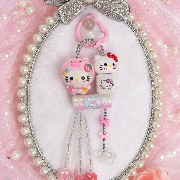 [BUNJANG] Handmade Pig Kitty Charm / 수제비즈 돼지 키티 키링