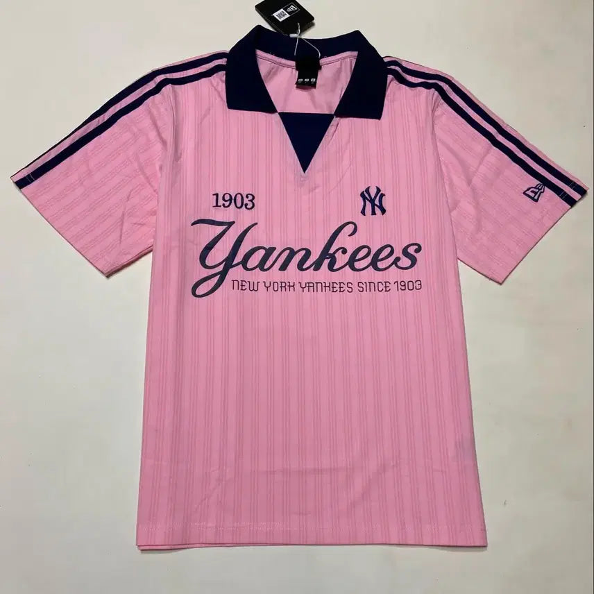 [BUNJANG] New Era New York Yankees Pink Stripe Jersey L / 뉴에라 뉴욕 양키스 핑크 스트라이프 져지 L