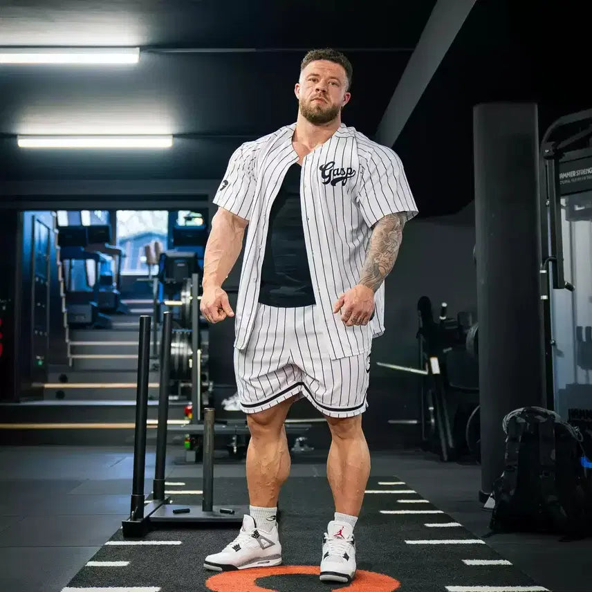 [BUNJANG] Gasp Sports Summer Half-Sleeve & Shorts Set - White / 가스프 스포츠 여름 반팔&반바지 세트 상품 - 화이트
