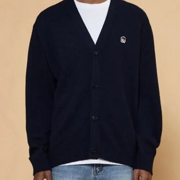 [BUNJANG] Hazzys Fizz Small Logo Wool Cashmere Cardigan Navy / 헤지스 피즈 스몰 로고 울 캐시미어 가디건