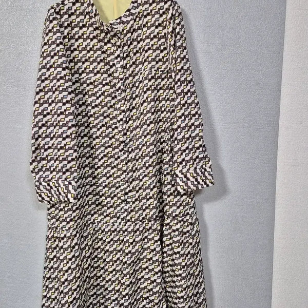 [BUNJANG] Patterned Shirring Dress Size 66 / 패턴 폴리 셔링원피스 66