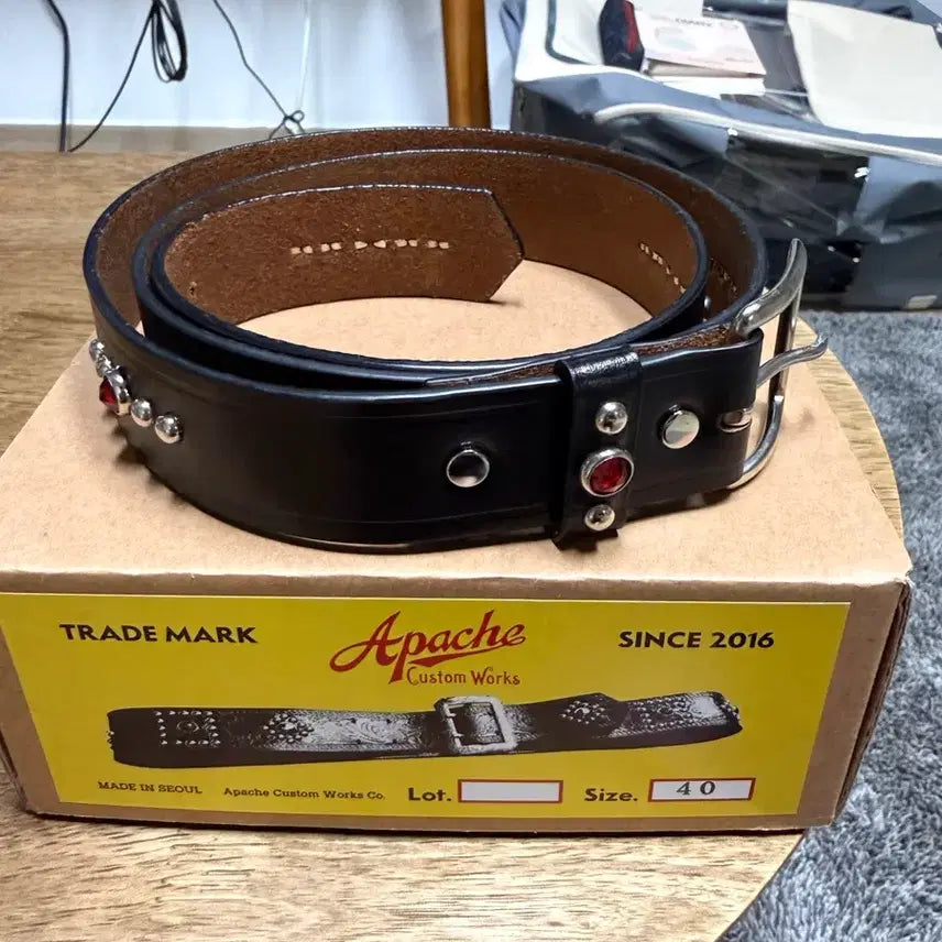 [BUNJANG] Apache Custom Works Leather Belt Black Size 40 / 아파치 커스텀 웍스 가죽 벨트 블랙 40size 판매합니다!