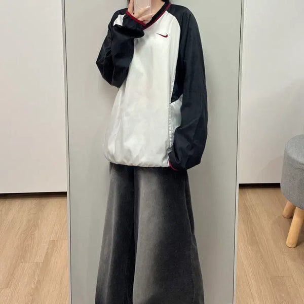 [BUNJANG] Nike Burgundy Embroidered Logo V-Neck Nylon Warm-Up Top XL / 나이키 버건디 자수로고 브이넥 나일론 웜업 탑 XL