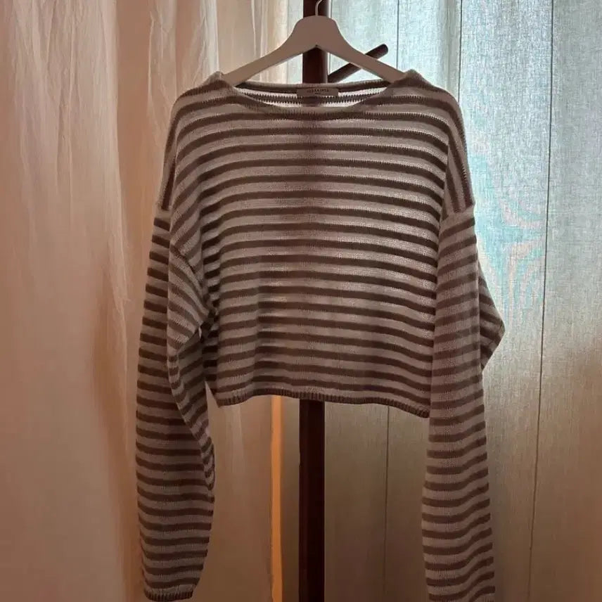 [BUNJANG] AllSaints Indie Pink Stripe Cropped Knit S / 올세인츠 그런지 인디핑크 스트라이프 크롭니트 S