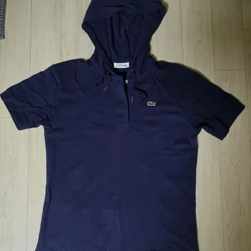 [BUNJANG] Lacoste Navy Hoodie Short Sleeve T-Shirt / 라코스테 후드 반팔티