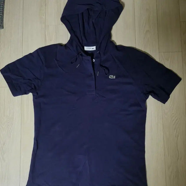 [BUNJANG] Lacoste Navy Hoodie Short Sleeve T-Shirt / 라코스테 후드 반팔티