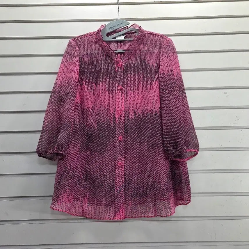 [BUNJANG] Women's Chiffon Blouse with Blotched Pattern and Seven-Tenths Sleeves / 얼룩무늬 부인복 쉬폰 칠부소매 블라우스/보물찾기천사