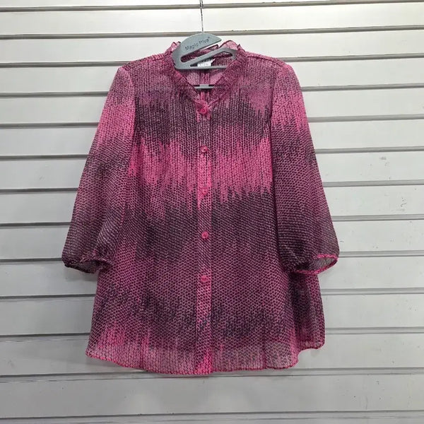 [BUNJANG] Women's Chiffon Blouse with Blotched Pattern and Seven-Tenths Sleeves / 얼룩무늬 부인복 쉬폰 칠부소매 블라우스/보물찾기천사