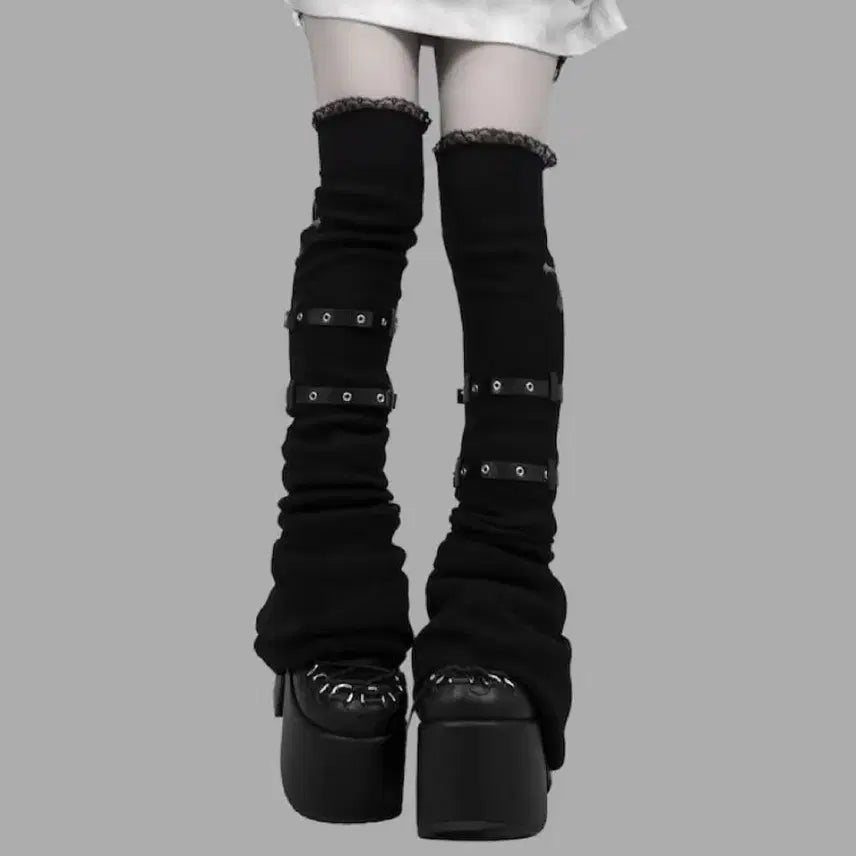 [BUNJANG] DimMoire Black Lace Leg Warmers / 딤모아르 DimMoire 블랙 레이스 롱 레그워머 니삭스