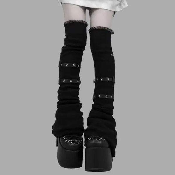 [BUNJANG] DimMoire Black Lace Leg Warmers / 딤모아르 DimMoire 블랙 레이스 롱 레그워머 니삭스