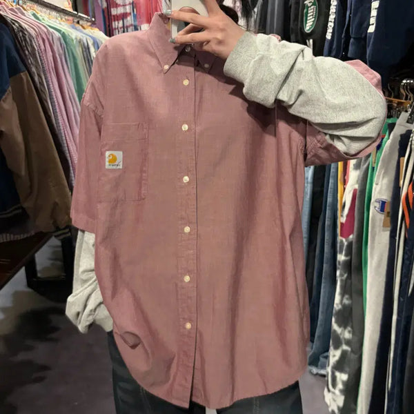 [BUNJANG] Carhartt Vintage Red Short Sleeve Shirt / [IM] Carhartt 칼하트 반팔 셔츠 빈티지 레드