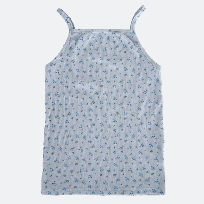 [BUNJANG] Flower Pattern Blue Sleeveless Top / 플라워 패턴 블루 나시