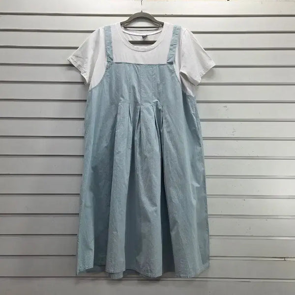 [BUNJANG] Mint White Cotton Long Dress / 민트  화이트  일체형 면 롱원피스 66/보물찾기천사