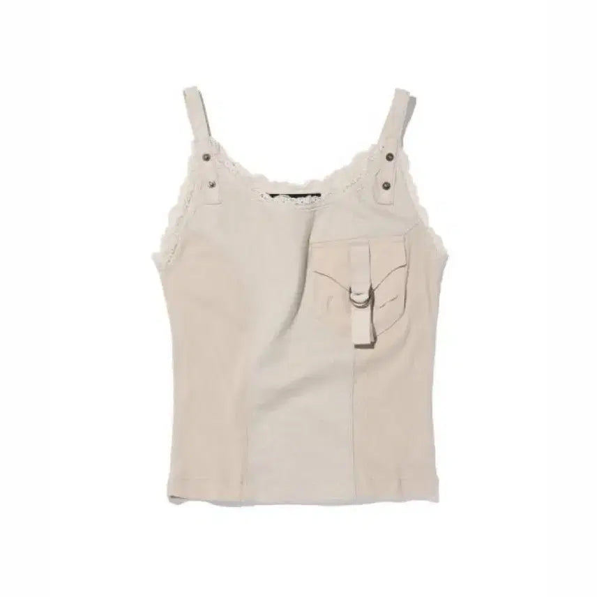 [BUNJANG] Mischief Lace Strap Sleeveless Top Beige S / 미스치프 레이스스트랩 슬리브리스나시 s