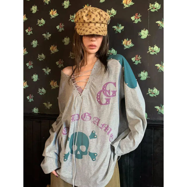 [BUNJANG] FourForty Good Game Skull Rivet Hockey Jersey Sweatshirt / FOURFORTY GOOD GAME 스컬 리벳 하키 저지 스웨트셔츠