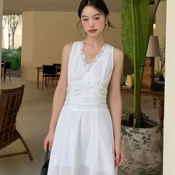[BUNJANG] Pusumede Long White Dress (M/S) / 화이트롱원피스 pusumede
