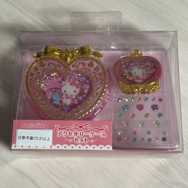 [BUNJANG] Sanrio Hello Kitty Pink Heart Accessory Organizer Case Charm Set / [정품] 산리오 헬로키티 핑크 하트 악세사리 보관함 케이스 참 세트