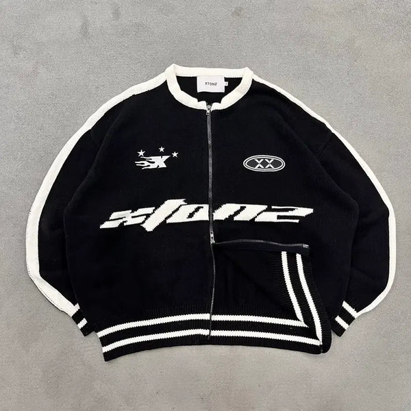 [BUNJANG] M'xtones Sporty Round Knit Zip-Up Jacket / M 엑스톤즈 스포티 라운드 니트집업 자켓