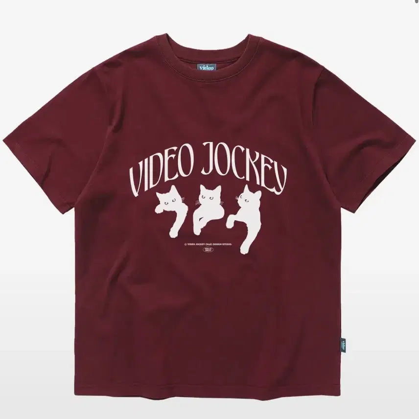 [BUNJANG] Video Jockey Short Sleeve T-Shirt Burgundy / 비디오자키 반팔티 버건디