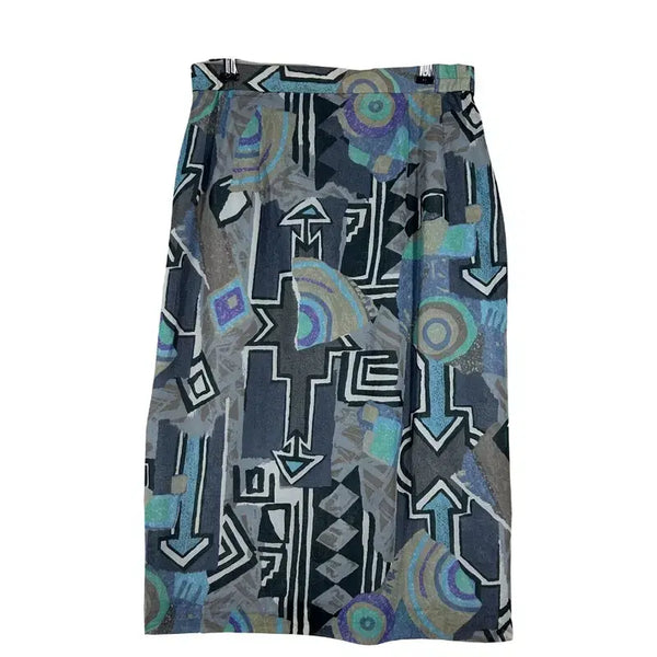 [BUNJANG] Geometric Pattern Retro Long Skirt Unique Ethnic Pattern Cotton Blend / 기하학 패턴 레트로 롱스커트 빈티지 에스닉패턴 유니크 치마 [26인치] 코튼 100% 혼방