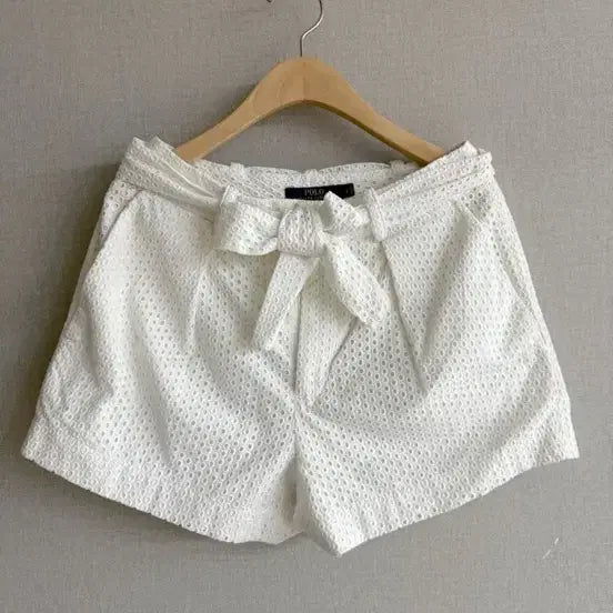 [BUNJANG] Polo Ralph Lauren White Lace Ribbon Detail Shorts Size 2 / 새상품 정품 폴로 화이트 반바지