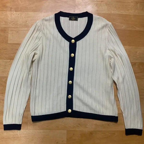 [BUNJANG] Fendi Maglia Round Neck Gold Button Cardigan (Wool) Size 46 / FENDI MAGLIA 펜디 마글리아 라운드넥 금장버튼 카디건(울)