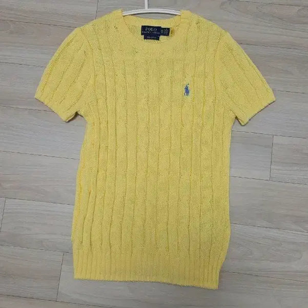 [BUNJANG] Polo Ralph Lauren Cable Knit Short Sleeve Yellow Women's XS / 폴로 랄프로렌 케이블 니트 반팔 옐로우 여성 xs