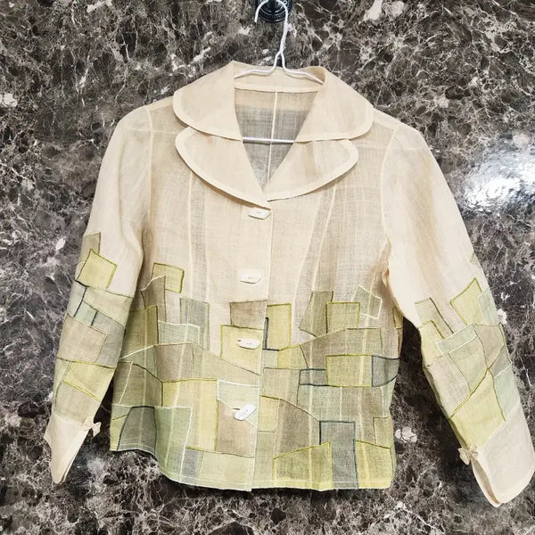 [BUNJANG] Linen Patchwork Jacket 55 / 린넨 패치워크 자켓 55