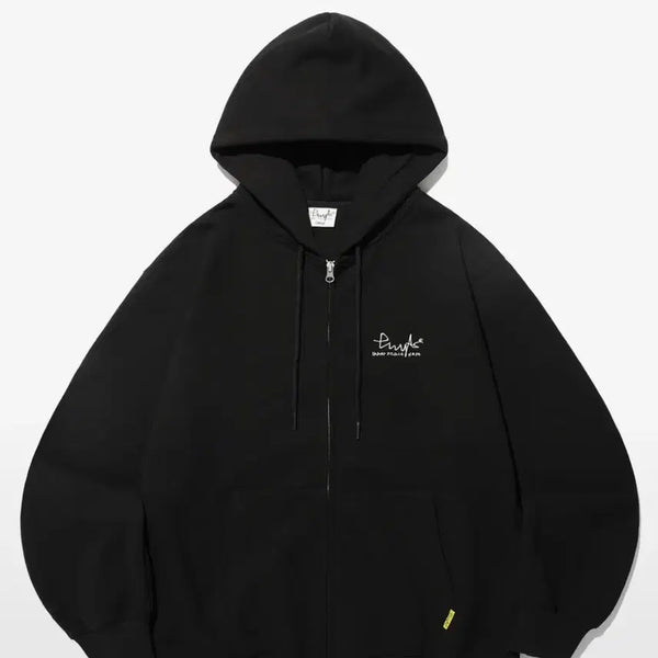 [BUNJANG] Physical Education Embroidered Hoodie Black / 피지컬에듀케이션 후드집업블랙