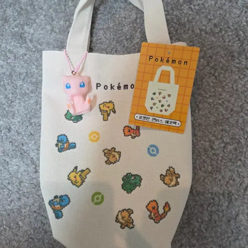 [BUNJANG] Pokemon Mini Eco Bag with Mew Charm / 포켓몬 미니 에코백