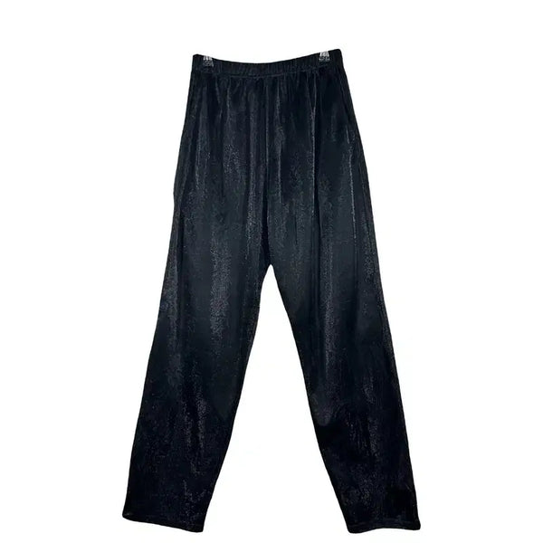 [BUNJANG] Black Glossy Bending Pants Loose Fit Daily Look / 블랙 광택 밴딩 팬츠 아방가르드 데일리룩 루즈핏바지 [24~26인치]