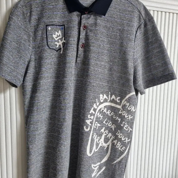 [BUNJANG] Castelbajac Short-Sleeved Collar T-Shirt Gray Men's Size 100 / 카스텔바작 반팔 카라티 회색 남성 사이즈100
