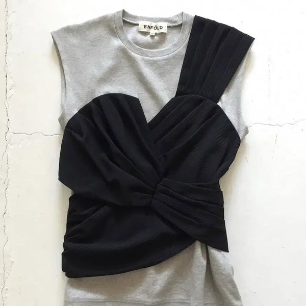 [BUNJANG] PAWNING133 Vintage Drape Sleeveless Top / 파우닝133 일본빈티지 빈티지 드레이프 빈티지 나시 아카이브 무채색 아카이브 반팔