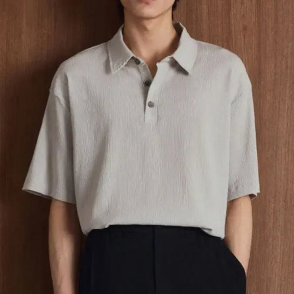 [BUNJANG] TNGT Kinoshita Signature Collar T-Shirt Light Beige / TNGT 키노시타 시그니처 카라 티셔츠 라이트 베이지