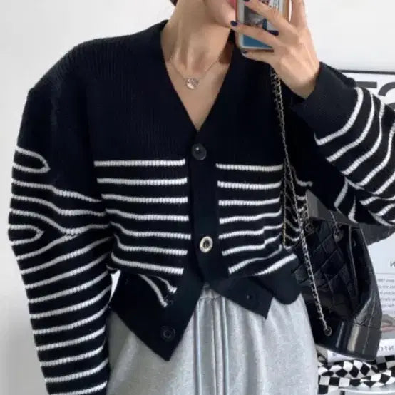[BUNJANG] Nob Merino Wool Striped Cardigan / Nob (도매텍) 메리노울 단가라 가디건