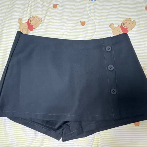 [BUNJANG] Side Button Wrap Mini Skirt / 골반업 사이드단추 랩 미니스커트 슬릿 트임 버튼 랩스커트 로우라이즈 골반 미니 숏기장 트렌디 허얇골넓 A라인